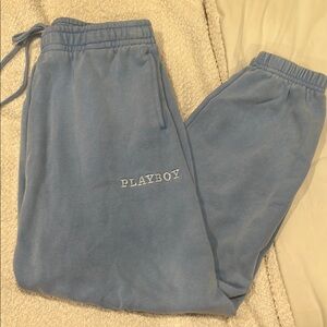 PLAYBOY Blue Sweatpants with Elastic Cuffs